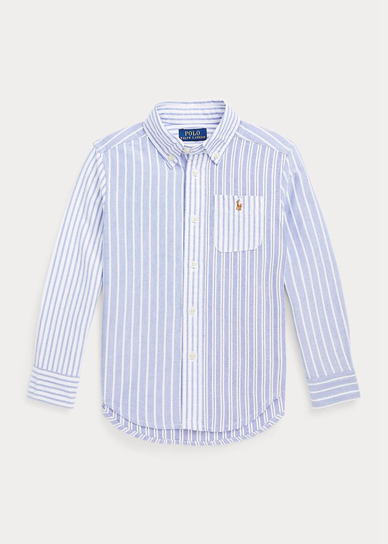 ラルフ ローレン シャツ ボーイ 青 1.5-6 年 ストライプd コットン Oxford Fun RAYCO1356